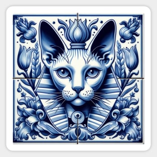 Delft Tile With Sphinx Cat No.5 Sticker